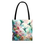 Enchanting Hummingbird Tote Bag, Floral Shopping Bag, Eco-Friendly Carryall, Perfect Gift for Nature Lovers, Spring-Summer Tote