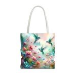 Enchanting Hummingbird Tote Bag, Floral Shopping Bag, Eco-Friendly Carryall, Perfect Gift for Nature Lovers, Spring-Summer Tote