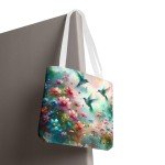 Enchanting Hummingbird Tote Bag, Floral Shopping Bag, Eco-Friendly Carryall, Perfect Gift for Nature Lovers, Spring-Summer Tote