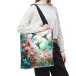 Enchanting Hummingbird Tote Bag, Floral Shopping Bag, Eco-Friendly Carryall, Perfect Gift for Nature Lovers, Spring-Summer Tote