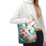 Enchanting Hummingbird Tote Bag, Floral Shopping Bag, Eco-Friendly Carryall, Perfect Gift for Nature Lovers, Spring-Summer Tote