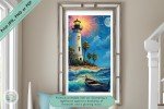 Moonlit Beacon: Celebratory Night at the Lighthouse - Premium Printable Wall Art for Home or Office Decor or Give As A Thoughtful Gift