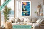 Moonlit Beacon: Celebratory Night at the Lighthouse - Premium Printable Wall Art for Home or Office Decor or Give As A Thoughtful Gift
