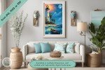 Moonlit Beacon: Celebratory Night at the Lighthouse - Premium Printable Wall Art for Home or Office Decor or Give As A Thoughtful Gift