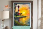 Coastal Lighthouse Sunset Golf Course - High-Quality Printable Art Print for Home or Office Decor - Ideal Gift for Golf Enthusiasts