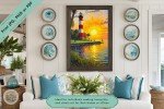 Coastal Lighthouse Sunset Golf Course - High-Quality Printable Art Print for Home or Office Decor - Ideal Gift for Golf Enthusiasts