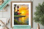 Coastal Lighthouse Sunset Golf Course - High-Quality Printable Art Print for Home or Office Decor - Ideal Gift for Golf Enthusiasts