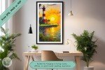 Coastal Lighthouse Sunset Golf Course - High-Quality Printable Art Print for Home or Office Decor - Ideal Gift for Golf Enthusiasts