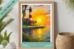 Coastal Lighthouse Sunset Golf Course - High-Quality Printable Art Print for Home or Office Decor - Ideal Gift for Golf Enthusiasts