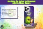 Surviving on Coffee and Sarcasm Phone Case - Electric Green Chicken with Coffee Cup Design for iPhone