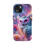Whimsical Snowy Owl Tough Phone Case, Colorful Tough Phone Case, Gift for Owl Lovers, Unique Wildlife Phone Cover, Vibrant Floral Case