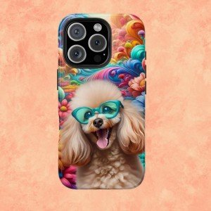 Funky Poodle Fantasy Tough Phone Case, Vibrantl Dog Tough Phone Case, Fun Gift for Dog Lovers, Unique Phone Accessory, IPhone, Galaxy