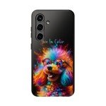 Vibrant Pup Art Tough Phone Case - Protective Cover for iPhone and Galaxy, Durable and Stylish, Live In Color, IPhone, Galaxy