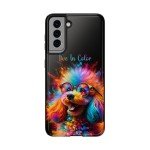 Vibrant Pup Art Tough Phone Case - Protective Cover for iPhone and Galaxy, Durable and Stylish, Live In Color, IPhone, Galaxy