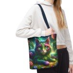 Enchanted Forest Cat Tote Bag - Mystical Art Carry-All, Available in 13&quot;, 16&quot;, and 18&quot;
