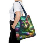 Enchanted Forest Cat Tote Bag - Mystical Art Carry-All, Available in 13&quot;, 16&quot;, and 18&quot;