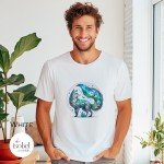 Aurora Borealis Labradorite Fox Spirit Animal Graphic T-shirt -  Crystal Witch Gift -  Mystical Pagan Spiritual Magic Shirt - Plus Size S-3X