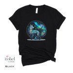 Aurora Borealis Labradorite Fox Spirit Animal Graphic T-shirt -  Crystal Witch Gift -  Mystical Pagan Spiritual Magic Shirt - Plus Size S-3X