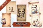 Adorable Cat Café Printable Junk Journal Kit, 35 Unique Charming Designs for Crafting, Scrapbooking