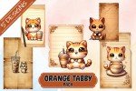 Adorable Cat Café Printable Junk Journal Kit, 35 Unique Charming Designs for Crafting, Scrapbooking