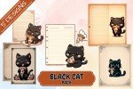 Cute Kawaii Cat with Pizza | Junk Journaling | Scrapbooking | Digital Paper Ephemera | Printable | Junk Journal Paper | Junk Journal Kit