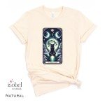 The Shadow Prowler Black Cat Tarot Card Graphic T-shirt - Full Moon Divine Feminine Mystical Pagan Divination Shirt - - Plus Size S-3X