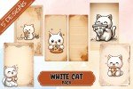 Cute Kawaii Cat with Pizza | Junk Journaling | Scrapbooking | Digital Paper Ephemera | Printable | Junk Journal Paper | Junk Journal Kit
