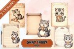 Cute Kawaii Cat with Pizza | Junk Journaling | Scrapbooking | Digital Paper Ephemera | Printable | Junk Journal Paper | Junk Journal Kit