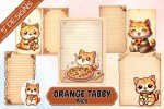 Cute Kawaii Cat with Pizza | Junk Journaling | Scrapbooking | Digital Paper Ephemera | Printable | Junk Journal Paper | Junk Journal Kit