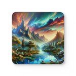 Fantasy Scene Corkwood Coasters, Drink Coaster Gift, Housewarming Decor, Bar Accessories, Table Coasters, Unique Coaster Gifts