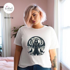 Hecate, Greek Goddess of Magic and Crossroads Graphic T-Shirt  for Witches - Divine Feminine Moon Pagan Shirt -  Mythology - Plus Size S-3X