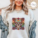 Rainbow Sugar Skull Graphic T-Shirt - Gay Pride - Day of the Dead - Mystical Pagan Shirt - Halloween Tee - Samhain - Plus Size S-3X