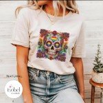Rainbow Sugar Skull Graphic T-Shirt - Gay Pride - Day of the Dead - Mystical Pagan Shirt - Halloween Tee - Samhain - Plus Size S-3X