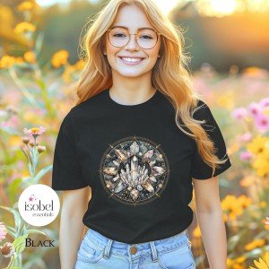 Vintage Celestial Crystal Grid Graphic T-shirt -  Crystal Witch Gift -  Mystical Pagan Spiritual Magic Shirt - Plus Size S-3X