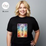 Clear Quartz Chakra Wand Graphic T-shirt -  Crystal Witch Gift - Mystical Pagan Spiritual Meditation Yoga Shirt - Plus Size S-3X