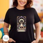 Witchy Cat Mom Tarot Card Graphic T-shirt - Full Moon Divine Feminine Mystical Pagan Divination Shirt - - Plus Size S-3X