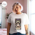 Witchy Cat Mom Tarot Card Graphic T-shirt - Full Moon Divine Feminine Mystical Pagan Divination Shirt - - Plus Size S-3X