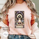 Witchy Cat Mom Tarot Card Graphic T-shirt - Full Moon Divine Feminine Mystical Pagan Divination Shirt - - Plus Size S-3X