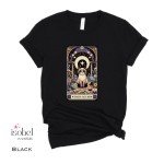 Witchy Cat Mom Tarot Card Graphic T-shirt - Full Moon Divine Feminine Mystical Pagan Divination Shirt - - Plus Size S-3X
