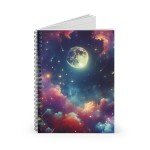 Celestial Full Moon Spiral Notebook - Book of Shadows - Astrology - Cosmos - Full Moon Pagan Divination Dream Journal - Space - Shadow Work