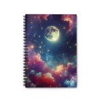 Celestial Full Moon Spiral Notebook - Book of Shadows - Astrology - Cosmos - Full Moon Pagan Divination Dream Journal - Space - Shadow Work
