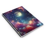 Celestial Full Moon Spiral Notebook - Book of Shadows - Astrology - Cosmos - Full Moon Pagan Divination Dream Journal - Space - Shadow Work