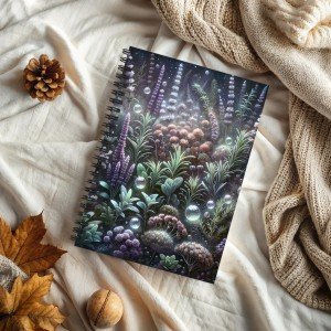 Magic Herb Garden Spiral Notebook - Book of Shadows - Mystical Magical Herbalism Pagan Divination Dream Journal -  Shadow Work