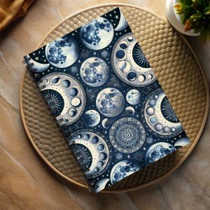 Blue Moon Lunar Phase Spiral Notebook - Book of Shadows - Mystical Magical Pagan Divination Dream Journal -  Shadow Work