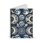 Blue Moon Lunar Phase Spiral Notebook - Book of Shadows - Mystical Magical Pagan Divination Dream Journal -  Shadow Work