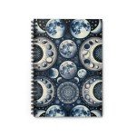 Blue Moon Lunar Phase Spiral Notebook - Book of Shadows - Mystical Magical Pagan Divination Dream Journal -  Shadow Work