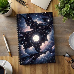 Kawaii Full Moon Spiral Notebook - Book of Shadows - Mystical Magical Pagan Divination Celestial Dream Journal -  Shadow Work