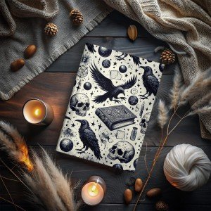 Skulls Ravens and Spell Books Journal - Book of Shadows - Hardback Vintage Pagan Divination Dream Journal - Shadow Work Diary Sketchbook