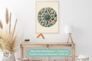 Maritime Meditation: Celestial Seashell Mandala Wall Art for Home Decor, Office - Dowloadable Printables Tranquil & Soothing Coastal Prints