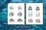 Enchanting Kuwaii Sea Creatures: 37-Designs Printable and Colorable Sticker Pack - Cute Stickers - Under The Sea - Coastal -Instant Download